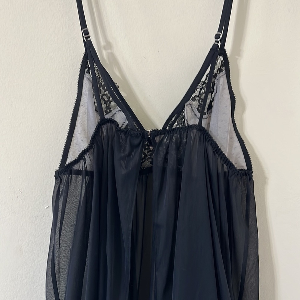 Victoria’s Secret Black Lace Babydoll Pink Lace Detail Lingerie Top Size Medium - Picture 6 of 10